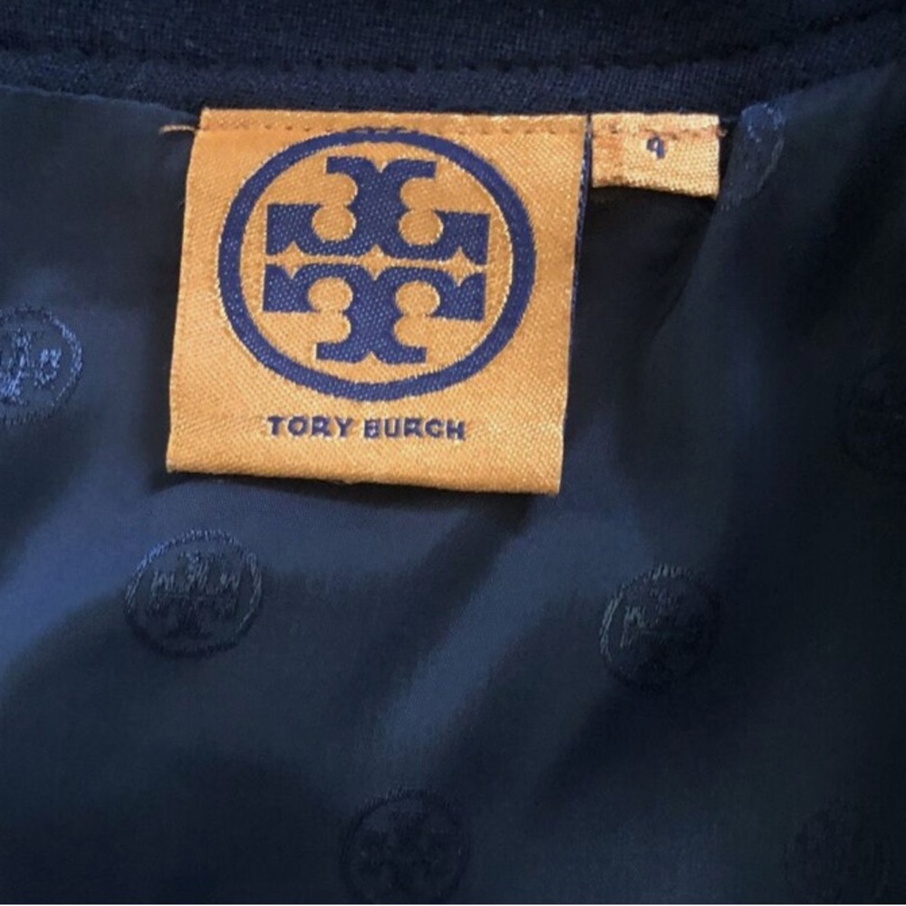 Tory Burch Blue with Gold Hardware with Embossment Dress EUC Size 4 - Picture 7 of 11
